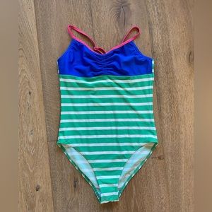 Johnnie B Boden Girls one piece swimsuit striped sz 15-16 EUC